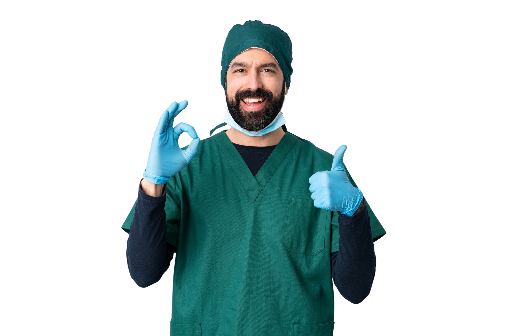 surgeon-man-green-uniform-wall-showing-ok-sign-thumb-up-gesture surgeon-man-green-uniform-wall-showing-ok-sign-thumb-up-gesture